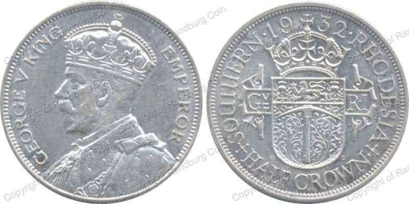 *#* Southern Rhodesia -1932 Silver Half Crown *#*
