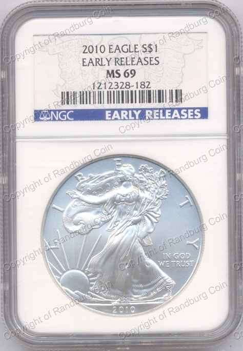 *#* USA 2010 Silver Eagle dollar - Early releases - MS69 - NGC *#*