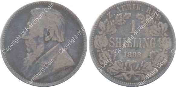 *#* 1893 ZAR SILVER ONE SHILLING *#*