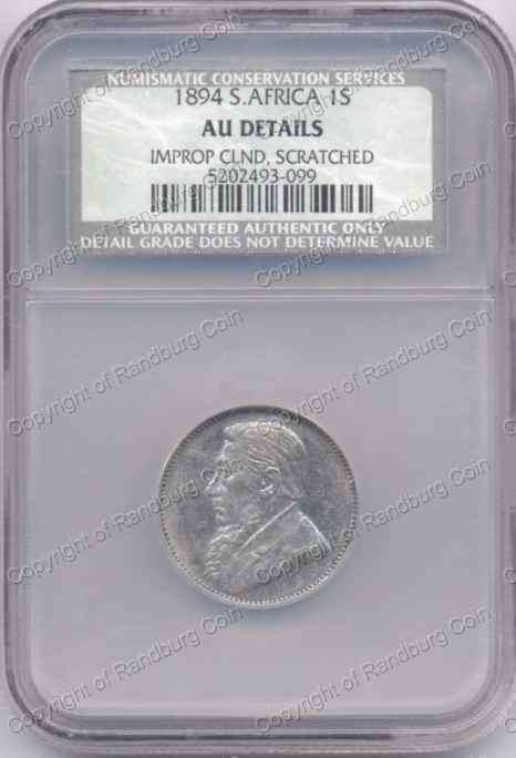*#* 1894 NCS SHILLING SLABBED DETAILS AU CLEANED/SCRATCHED *#*