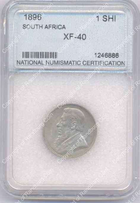 *#* 1896 SILVER ONE SHILLING NCC SLABBED XF 40 *#*