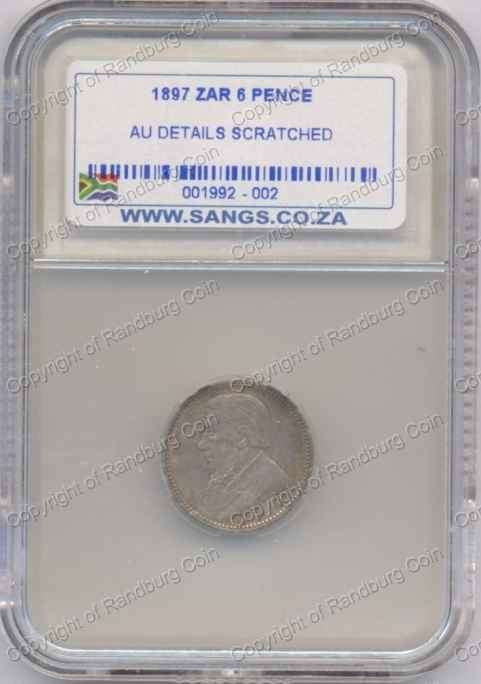*#* 1897 SANGS SIXPENCE SLABBED DETAILS XF SCRATCHED  *#*