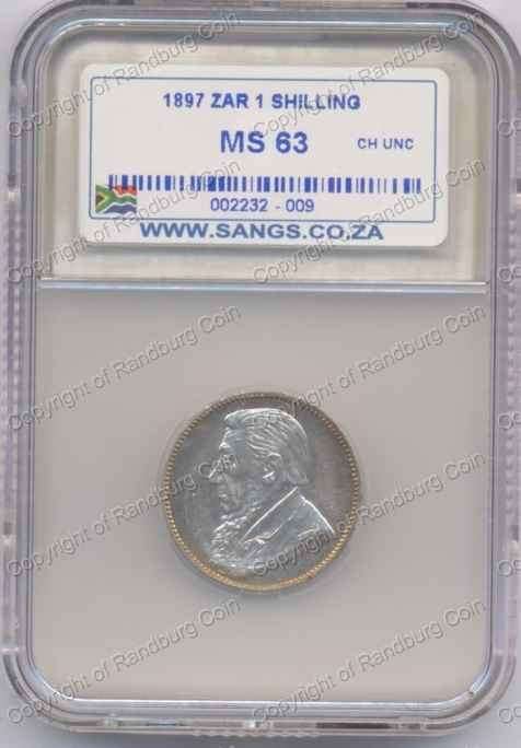 *#* 1897 SHILLING SANGS SLABBED MS 63 *#*