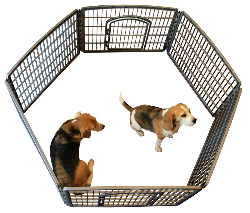 Grey pet playpen WITH extension kit