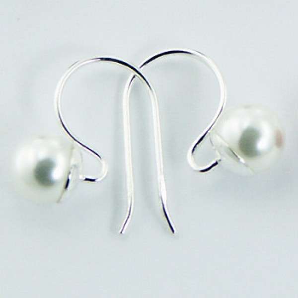 Sterling Silver Short Pearl Drop Earrings