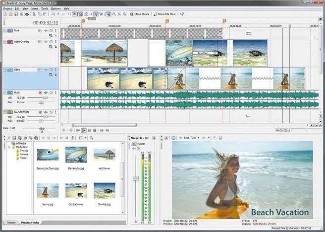 Sony Vegas Movie Studio video editing program. Download free trial video editing software today