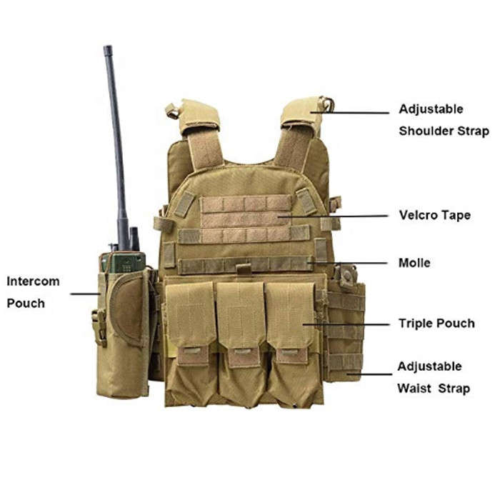 Basic Medium MOLLE Plate Carrier/Vest Only - Various Black