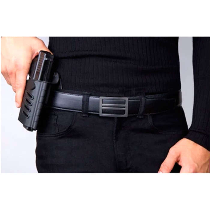 Kore Classic Reinforced Leather Ratcheting Gun Belt with X1 Buckle - Black  - 24" - 44"