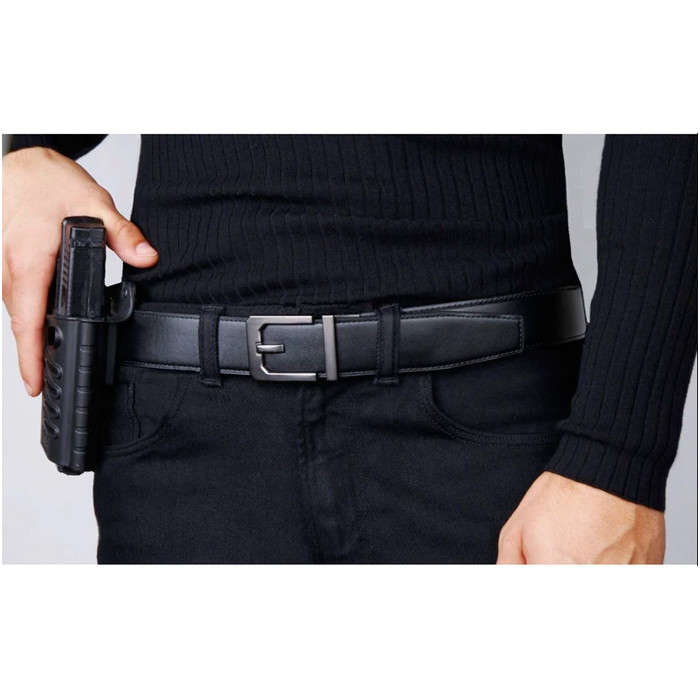 Kore Classic Reinforced Leather Ratcheting Gun Belt with X3 Buckle - Black  - 24" - 44"