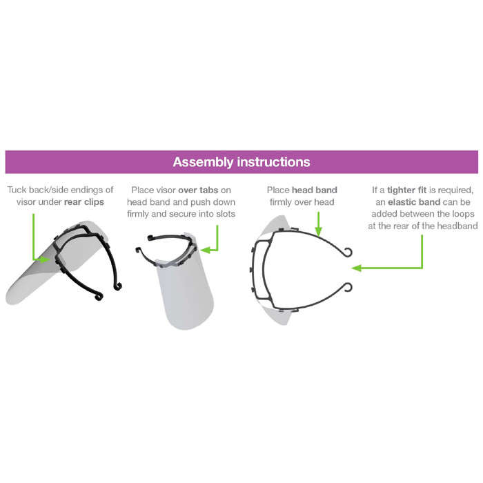 2 Piece Complete Reuseable Protective Face Shield with Replaceable Visor/Shield