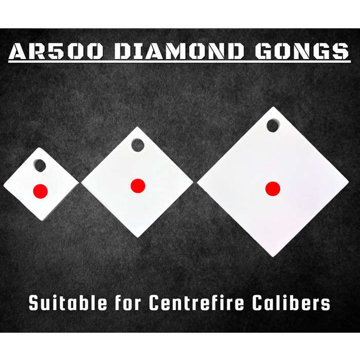 AR500 Steel Gong Target - Diamond - Various 150mm x 150mm x 10mm