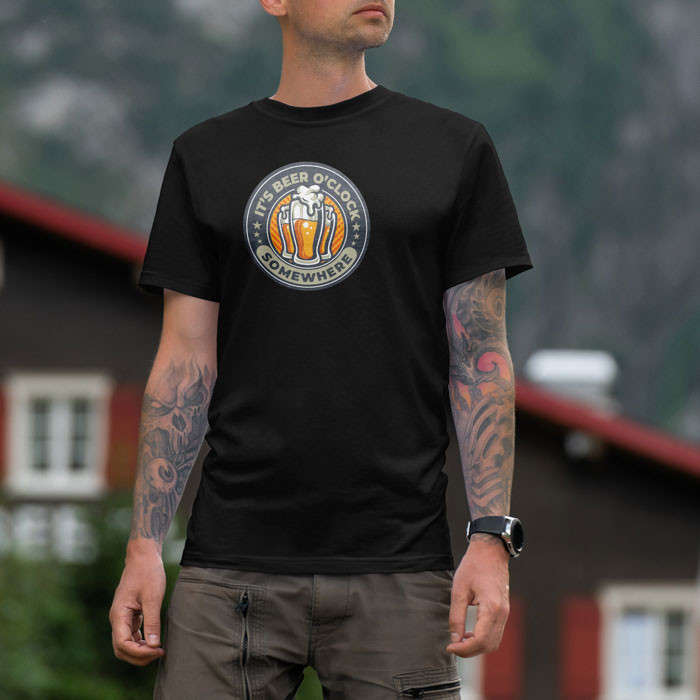 TON "Beer O'Clock" Unisex Premium T-Shirt - Black 4XL