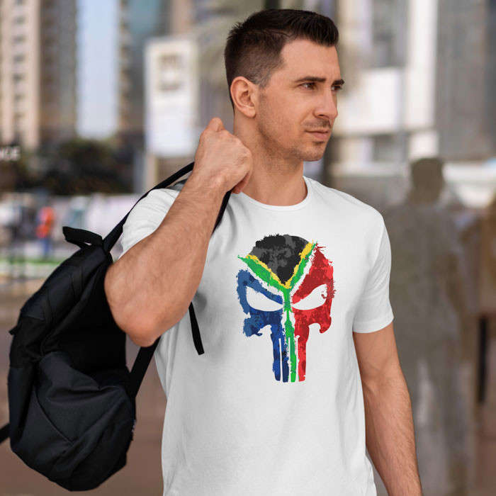 TON "SA Flag Punisher" Unisex Premium T-Shirt - White XL