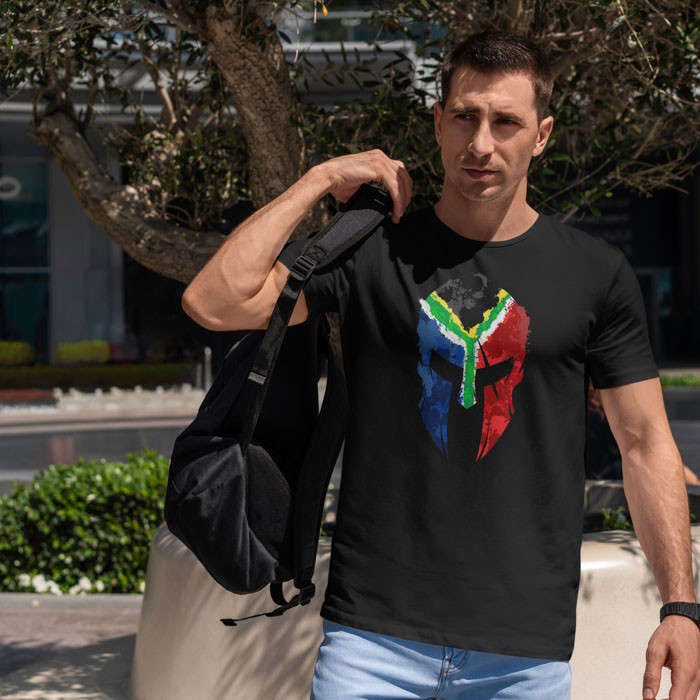 TON "SA Flag Spartan" Unisex Premium T-Shirt - Black XL