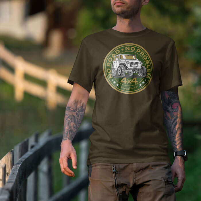 TON "No Road, No Problem - Jeep" Unisex Premium T-Shirt - OD 4XL