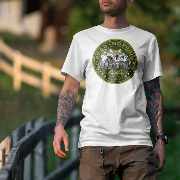 TON "No Road, No Problem - Jeep" Unisex Premium T-Shirt - White M