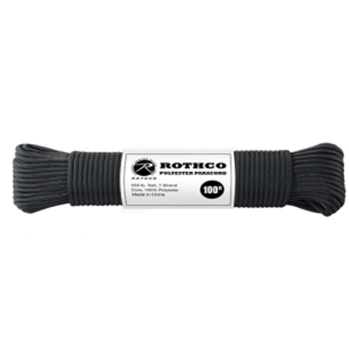 100ft 550 Polyester Paracord - Various Black 100'