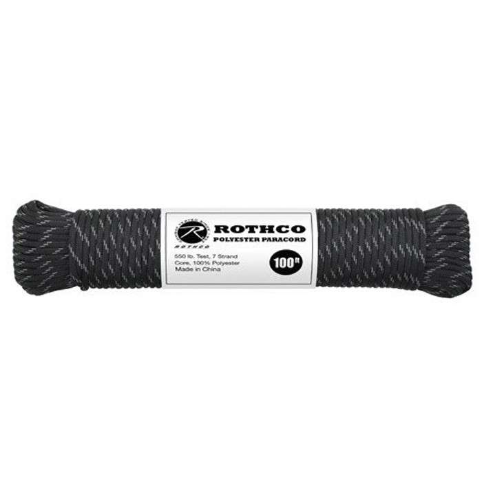 100ft 550 Polyester Paracord - Various Black 100'