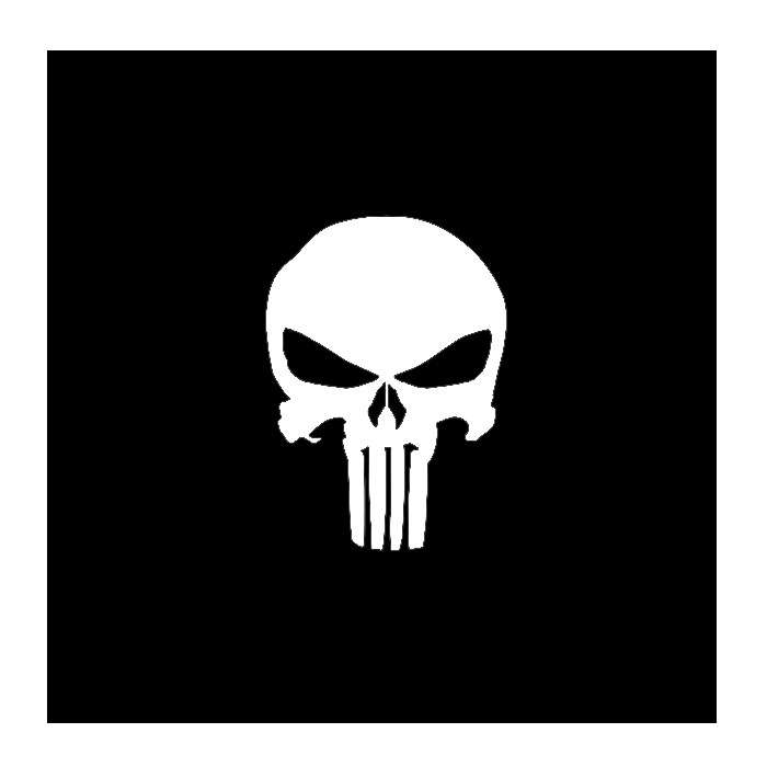 DZI Punisher Vinyl Transfer Sticker - 60mm - Various White