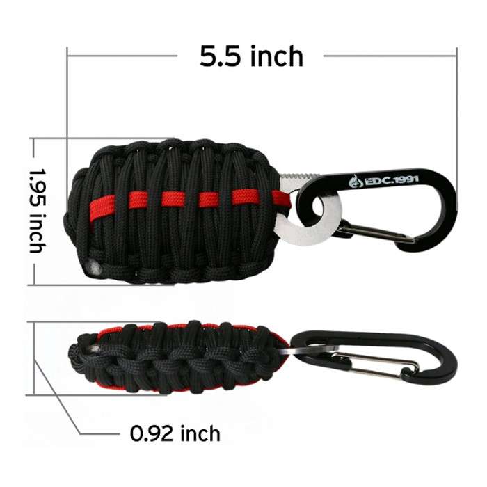DZI  Paracord Grenade with Survival Kit and Carabiner - Various Orange