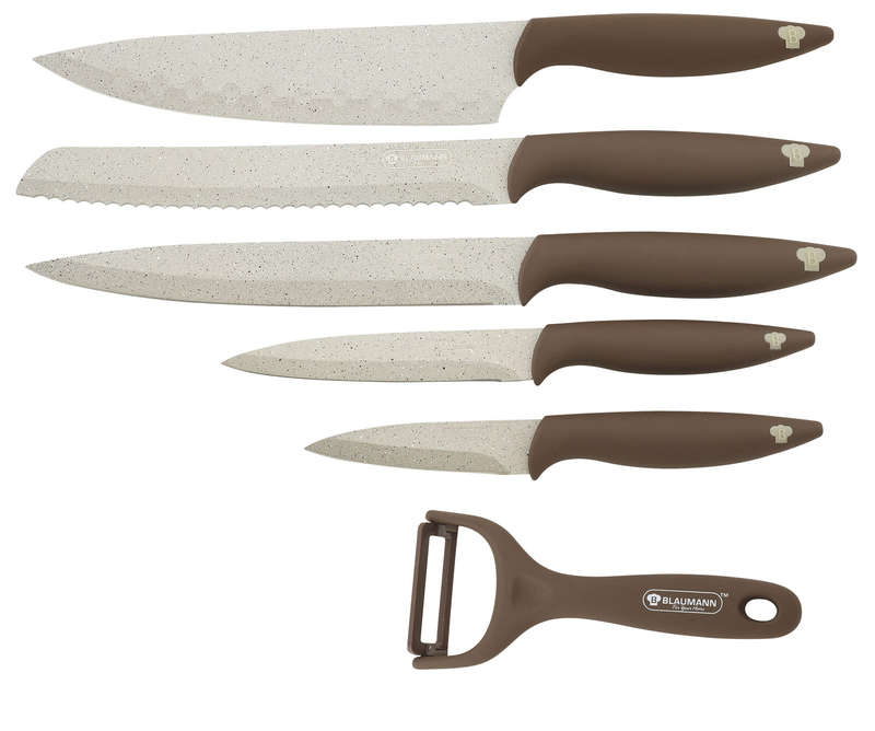 Blaumann 6-Piece Stainless Steel Marble Coating Knife Set Beige Saphire Line ( BL-KS-0012 )