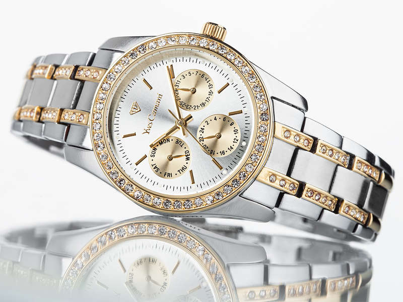 brand new!! YVES CAMANI Lady AURON Crystal Gold Pl. Watch *HIGH CLASS LUXURY*