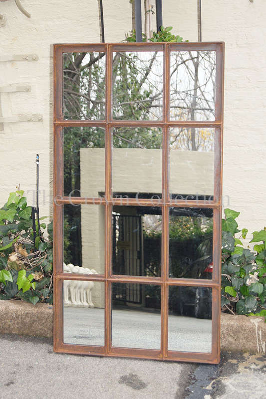 Mirror  Windowpane Rusted Frame 650 x 1200