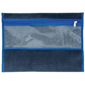 4STATIONERY DENIM SUBJECT BAG WITH WINDOW BLUE