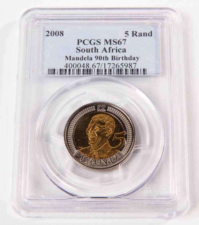 2008 Mandela 90th birthday R5 - MS67 - PCGS Rated