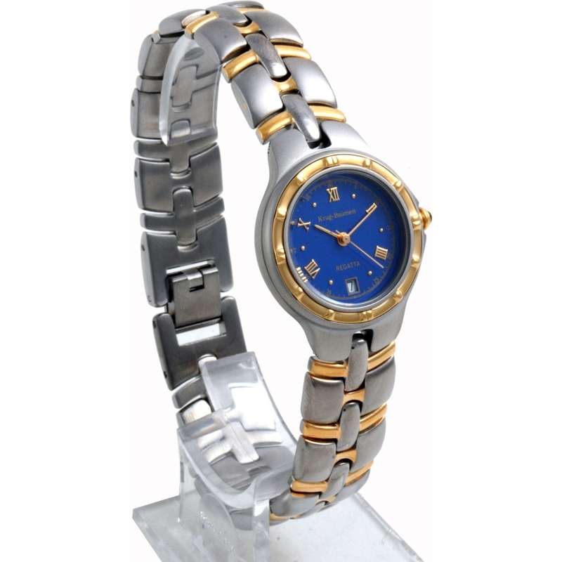 *1 DAY ONLY* KRUG BAUMEN Ladies Regatta 4x DIAMOND Blue Dial Watch w. box, papers, 5yr warranty
