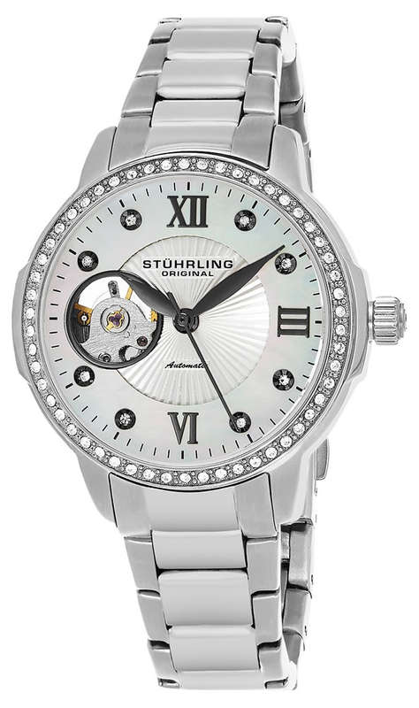 STUHRLING ORIGINAL Women's AUTOMATIC Lady Perle Crystal Watch  BRAND NEW + BOX + PAPERWORK