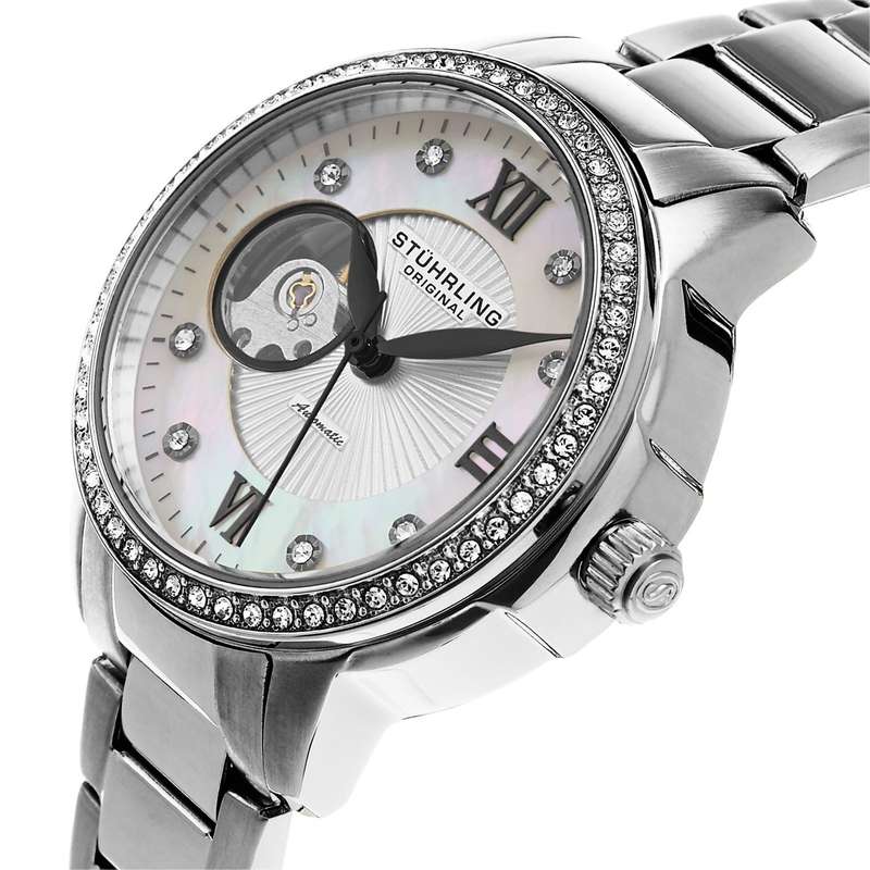 STUHRLING ORIGINAL Women's AUTOMATIC Lady Perle Crystal Watch  BRAND NEW + BOX + PAPERWORK