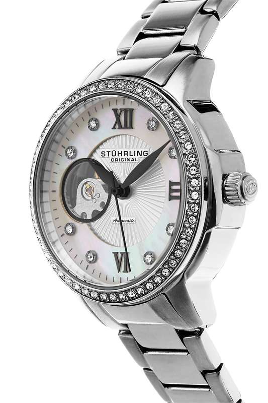 STUHRLING ORIGINAL Women's AUTOMATIC Lady Perle Crystal Watch  BRAND NEW + BOX + PAPERWORK