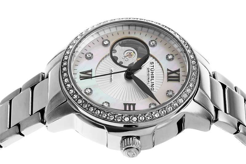 STUHRLING ORIGINAL Women's AUTOMATIC Lady Perle Crystal Watch  BRAND NEW + BOX + PAPERWORK