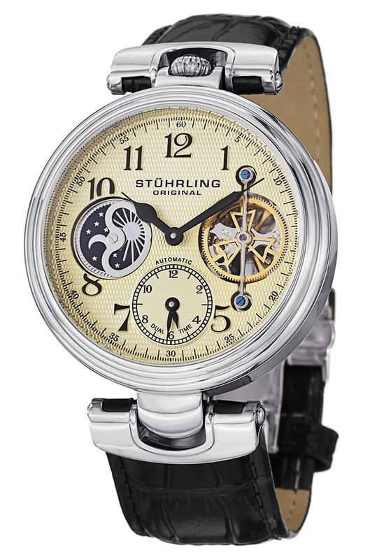 STUHRLING ORIGINAL® Men's Emperor Dual Time Automatic Watch BRAND NEW + BOX + PAPERWORK
