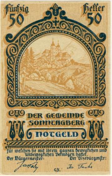 Notgeld 1914 - 1921, 50 Heller, Austria - Sonntagberg
