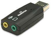 Manhattan Hi-Speed USB 3-D Sound Adapter - Improves audio access and performance , Retail Box, Limit