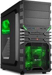 Sharkoon VG4-W Midi Tower PC Gaming Case Green with Window, USB 3.0, Mounting possibilities: 3x 5.25