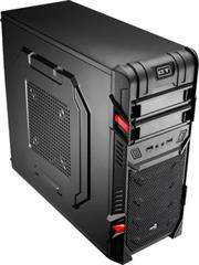 AeroCool GT Advance All Black Midi Tower Gaming Case-Quiet 12cm Red LED Fan, 0.5 mm SECC Material,2x