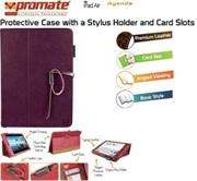 Promate Agenda Premium Protective Leather Case with Stylus Holder and Card Slot for iPad Air-Purple,