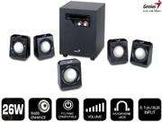Genius SW5.1 1020 Desktop 5.1 Speakers - 26W RMS, Volume Control, Wood Finish Sub Woofer, 5 Satellit