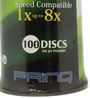 PrinQ DVD+R 8X Dual Layer 8.5GB Inkjet Printable-100 Pack Retail Box No Warranty