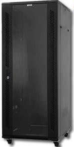 NetiX / UniQue 19" Floor Standing Cabinets-600x600x1000mm-22U , with 2 fans, Lockable Smoky Grey Gla