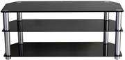 Vegas Glass TV Stand for LCD/ Plasma Televisions- Black Tinted Glass / Silver Legs, 3 Tier Shelves-D