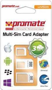 Promate UniSim Multi-Sim Card Adapter which converts SIM into multiple sizes to make it compatible f