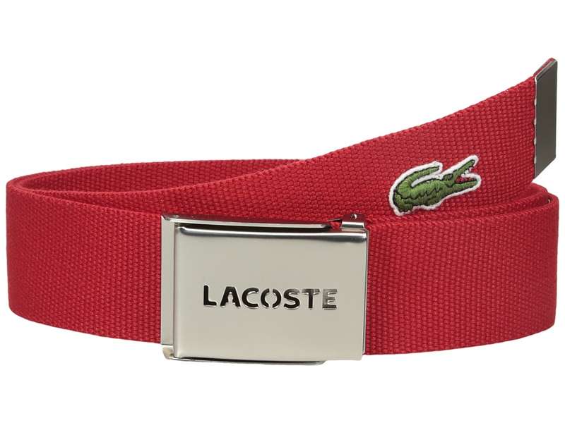 Lacoste - 40mm Woven Strap Belt (Red) Men's Belts