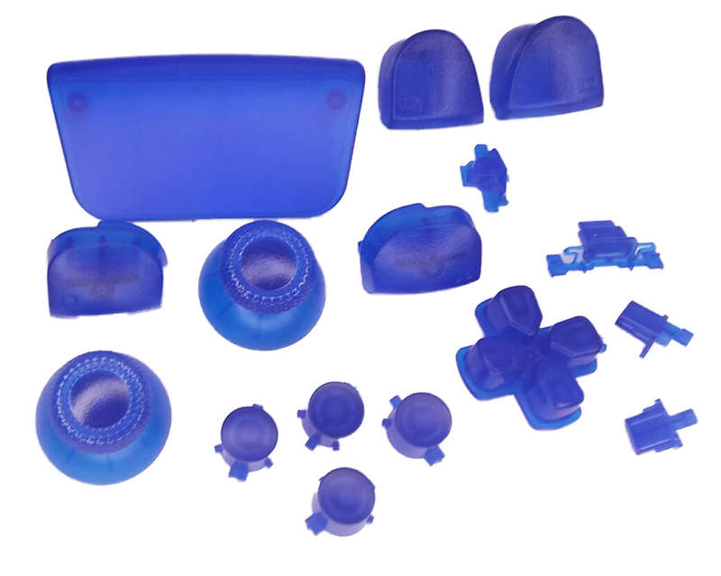 PS5 Dualsense Controller Top and Bottom Shell with Trim + Button set Clear Blue