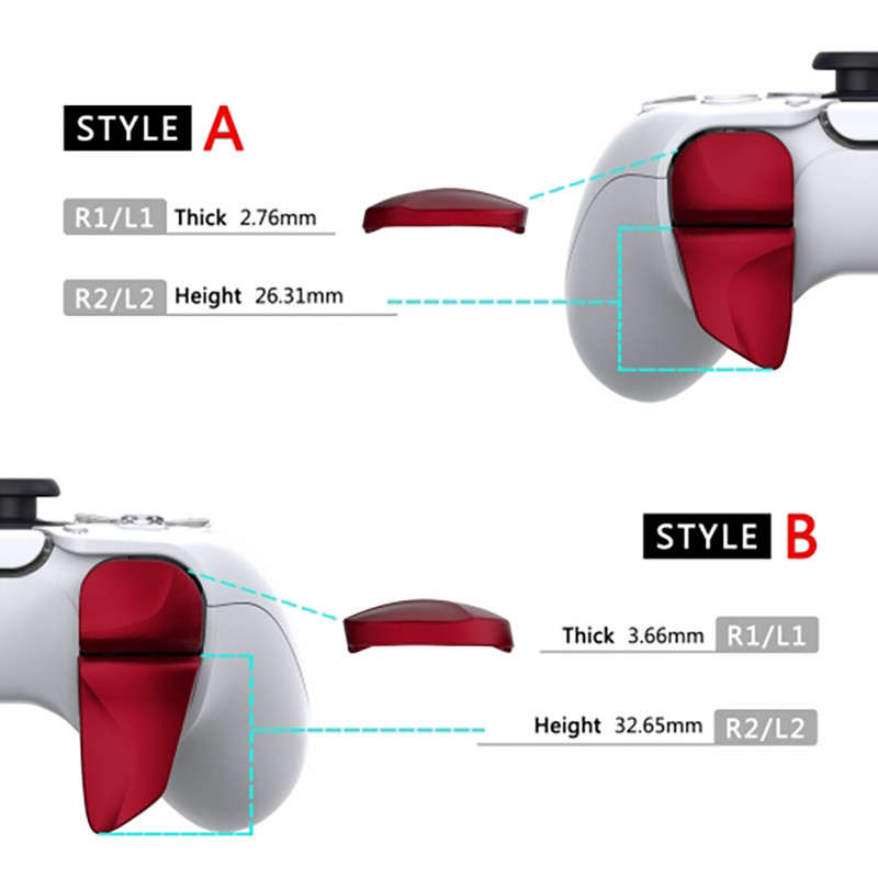 PS5 Dualsense Controller 2 Pairs Shoulder Buttons Extension Triggers Matte UV Vampire Red