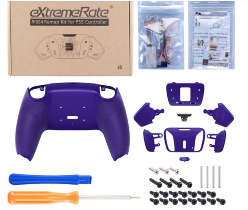 Ps5 Dualsense Controller 4x Back Button Mod Kit Rise4 Rubberized Galactic Purple