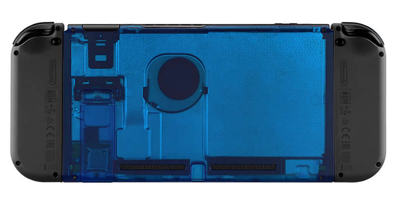 NS Switch Console Backplate With Kickstand Transparent Clear Blue